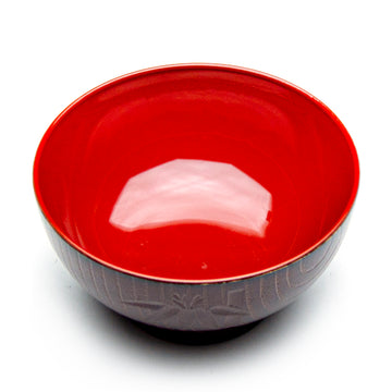 Lacquer Miso Soup Bowl, Brown/Red