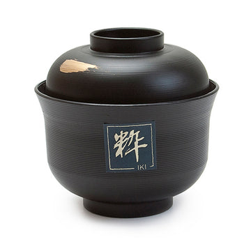 Lacquer Miso Soup Bowl with Lid 4", Black