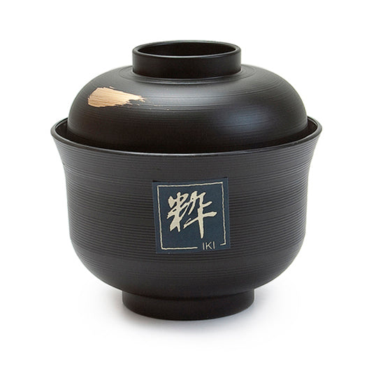 Lacquer Miso Soup Bowl with Lid 4", Black