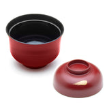Lacquer Miso Soup Bowl with Lid 4", Red