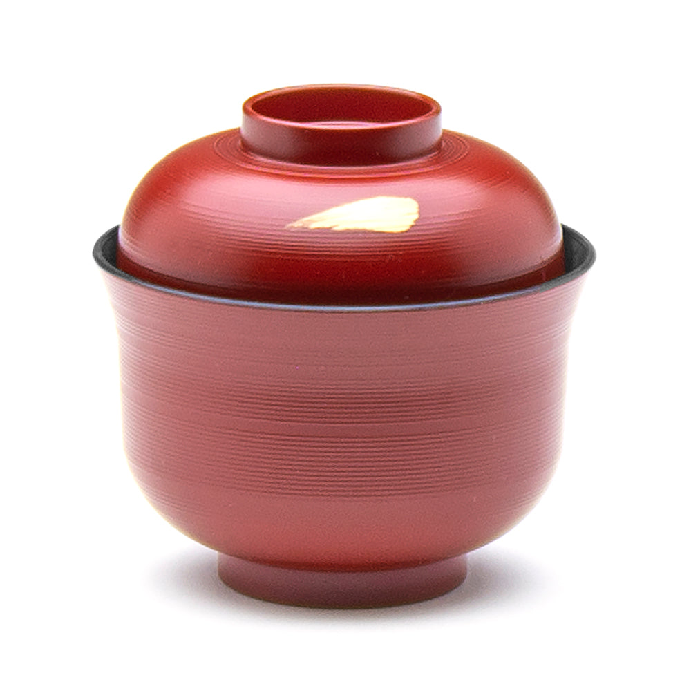 Lacquer Miso Soup Bowl with Lid 4", Red