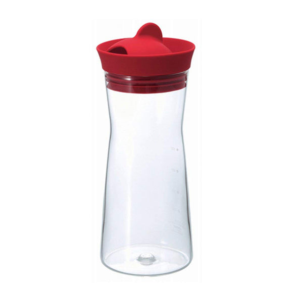 HARIO Glass Water Pitcher 700ml, Red
