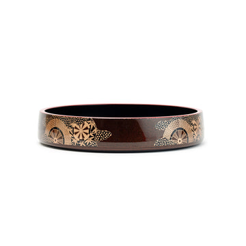Lacquer Sushi Oke 9-5/8"D x 2-1/4"H, Brown