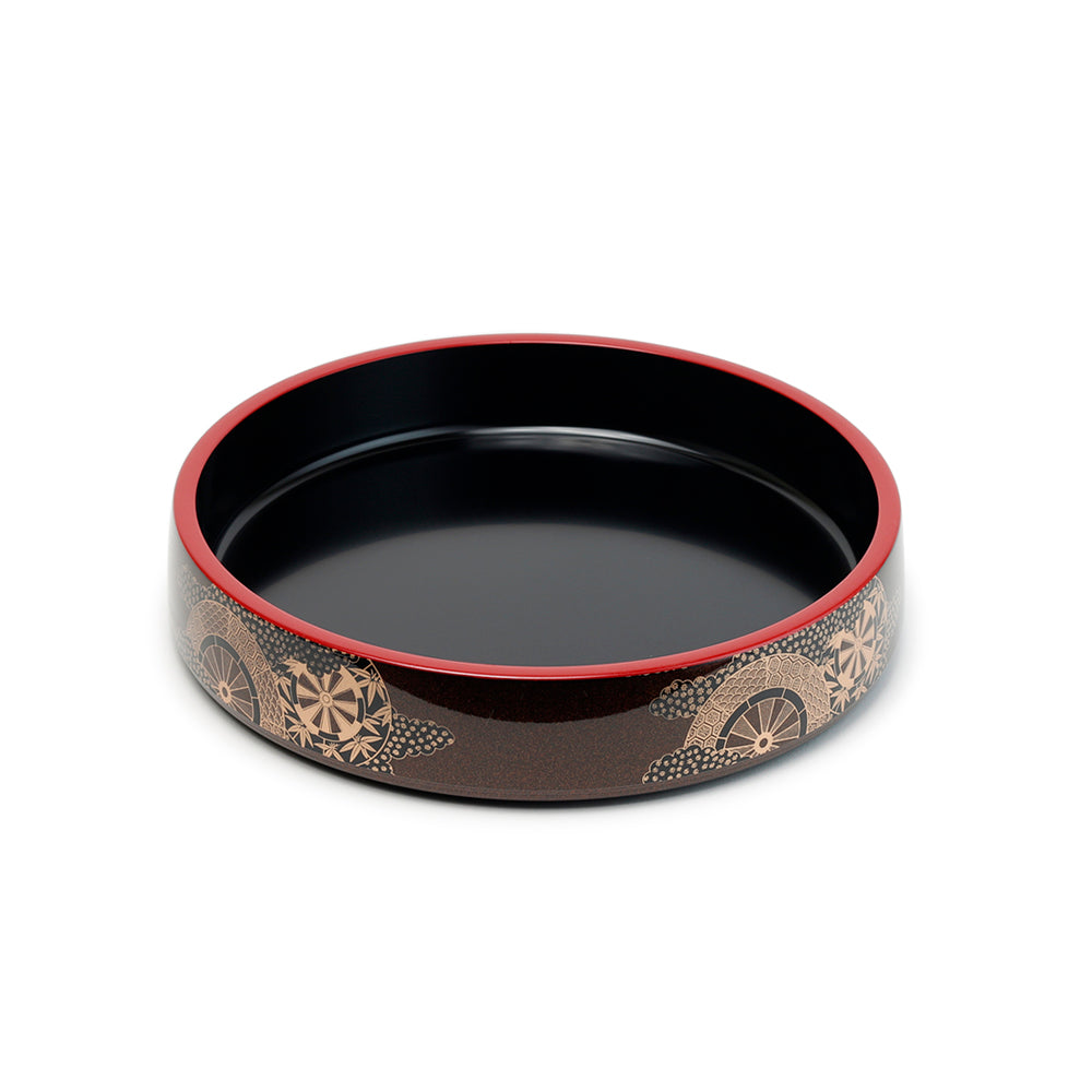 Lacquer Sushi Oke 9-5/8"D x 2-1/4"H, Brown