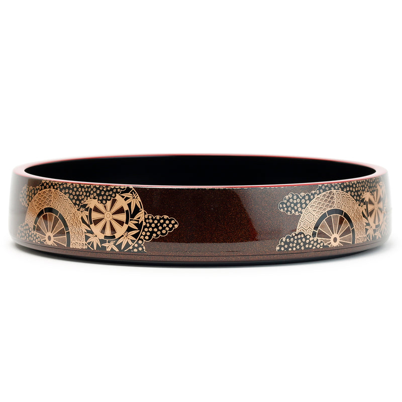 Decorated brown exterior of the WO-17-9 lacquer-finish sushi oke