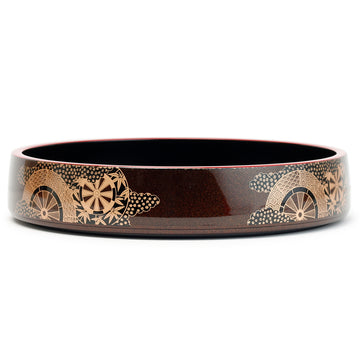 Lacquer Sushi Oke 18-1/4"D x 3-1/8"H, Brown