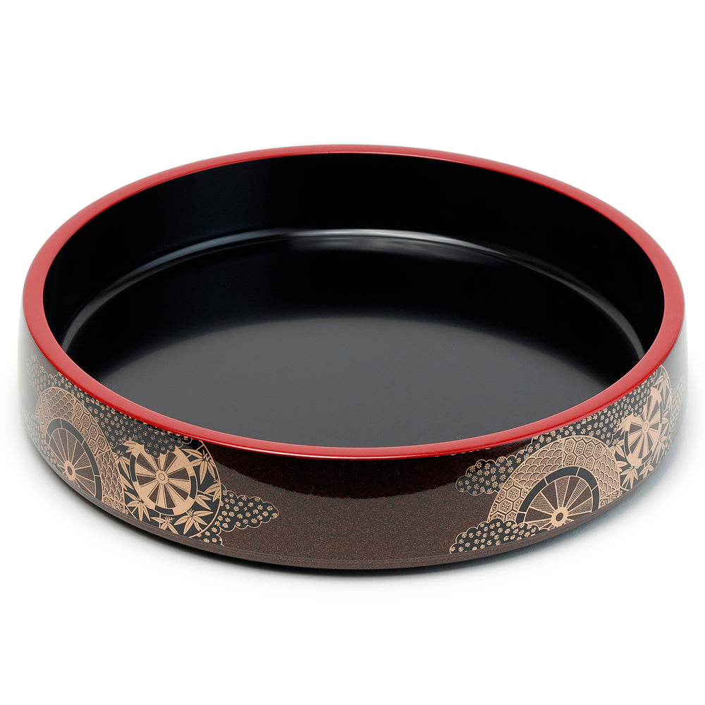 Lacquer Sushi Oke 18-1/4"D x 3-1/8"H, Brown