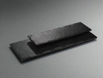 Melamine Rectangular Slate Platter 12-3/16", Matte Black