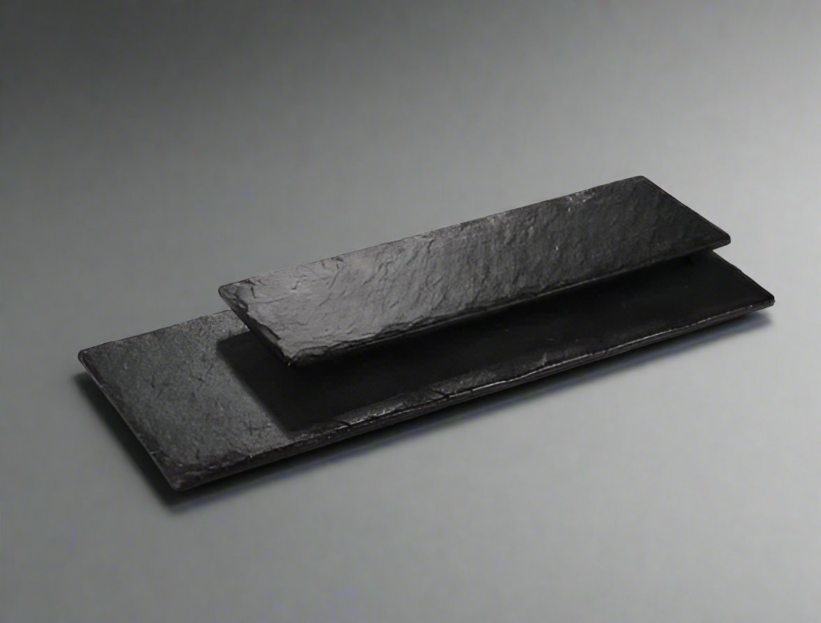 Melamine Rectangular Slate Platter 12-3/16", Matte Black