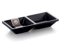 Melamine 2 Compartment Sauce Plate 5", Matte Black