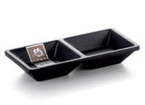 5 × 2½ in Matte Black Melamine 2-Compartment Sauce Plate