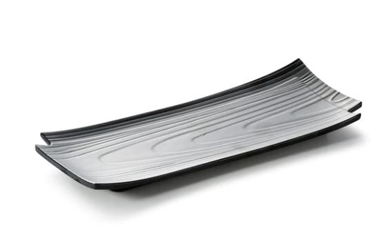 Melamine Rectangular Wood pattern Plate 11", Matte Black