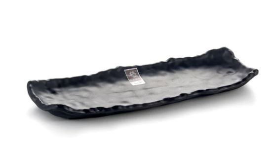 Melamine Rectangular Irregular Platter 12-3/4”, Matte Black