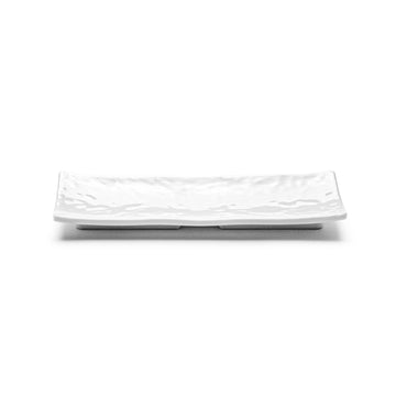 Melamine Rectangular Ripple Plate 10-1/2", Shiny White