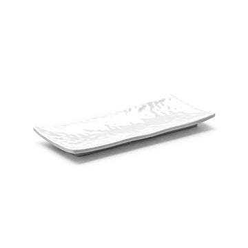 Melamine Rectangular Ripple Plate 10-1/2", Shiny White