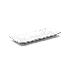 Melamine Rectangular Ripple Plate 10-1/2", Shiny White