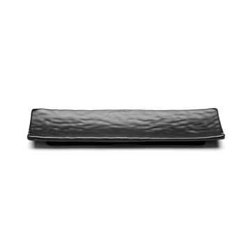 Melamine Rectangular Ripple Plate 11-1/4", Matte Black