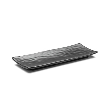 Melamine Rectangular Ripple Plate 11-1/4", Matte Black