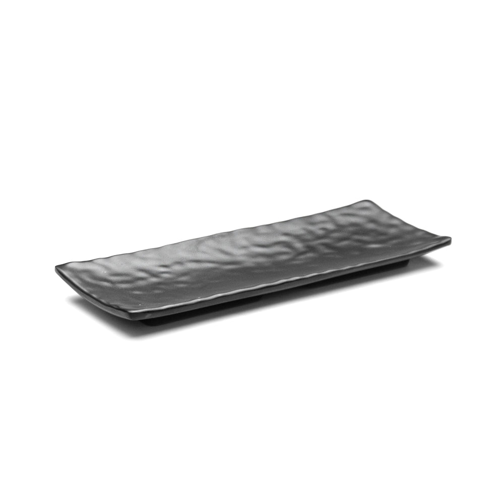 Melamine Rectangular Ripple Plate 11-1/4", Matte Black