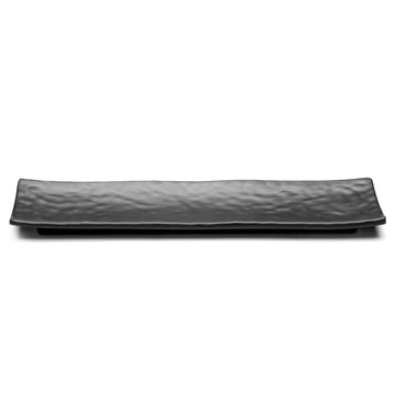 Melamine Rectangular Ripple Platter 13-1/2", Matte Black