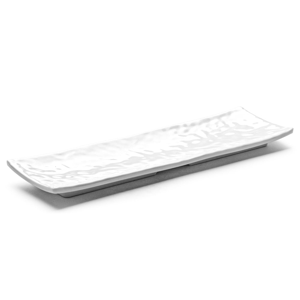 Melamine Rectangular Ripple Platter 13-1/2", Shiny White