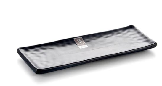 YG-5411MB matte black rectangular platter with a rippled surface