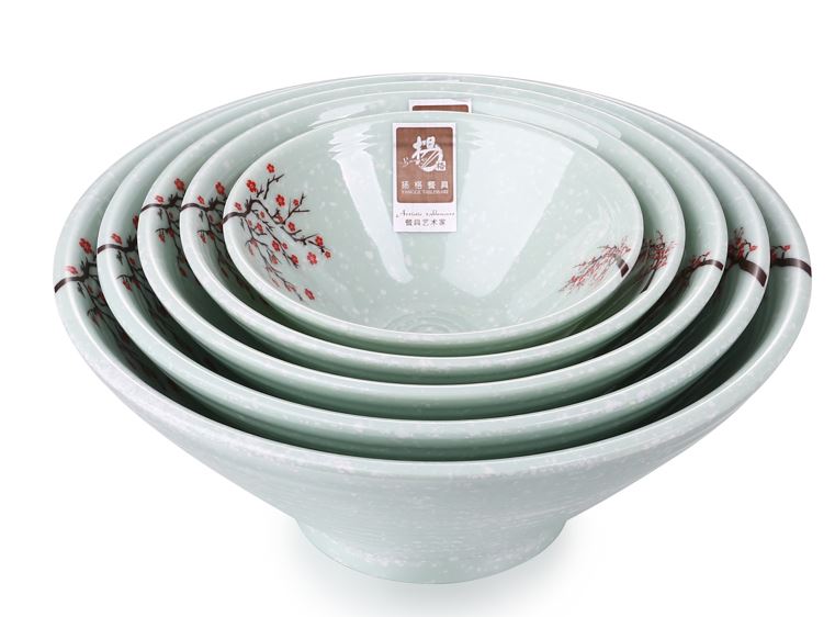 Melamine Round Noodle Bowl 8-15/16", Plum Blossom