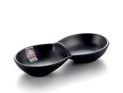 Melamine Bowl 9-1/2”*3-3/8",Divided Bowl Matte Black