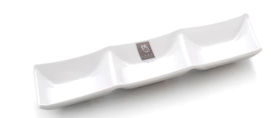Melamine 3 Compartment Plate 13-7/8”, Shiny White