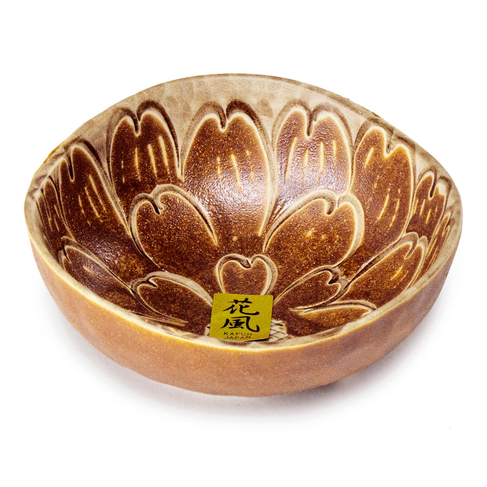 Round Bowl 6.75", Brown Flower