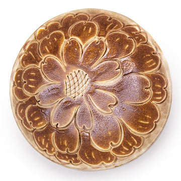 Round Bowl 6.75", Brown Flower