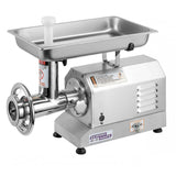German Knife GG-22 stainless-steel meat grinder with feed pan, stomper and hand-wheel grinding head