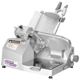 German Knife GS-12M heavy-duty manual meat slicer with food chute, end weight and top-mounted sharpener