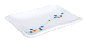 Melamine Rectangular Plate 5-5/8"x4", Rain Flower
