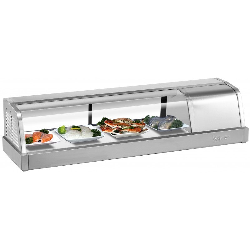 Turbo Air SAK-50R-N 48" Stainless Steel Curved Glass Refrigerated Sushi Case - Right Side Condenser