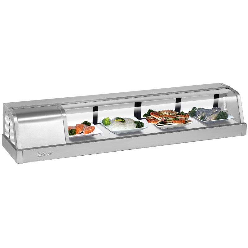 Turbo Air SAK-60L-N 60" Stainless Steel Curved Glass Refrigerated Sushi Case - Left Side Condenser