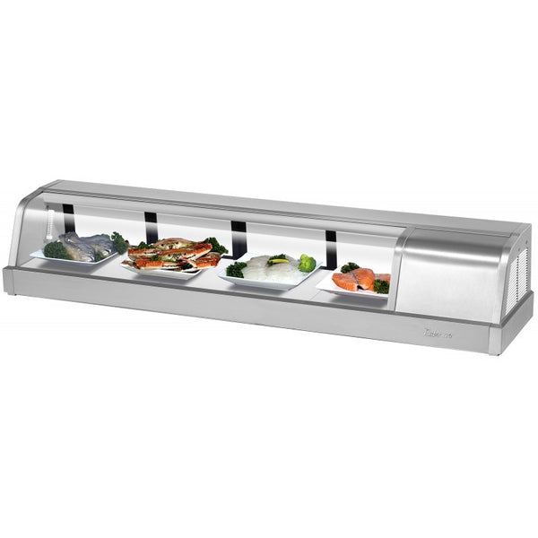 Turbo Air SAK-60R-N 60" Stainless Steel Curved Glass Refrigerated Sushi Case - Right Side Condenser