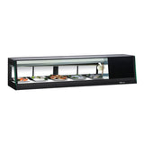 Turbo Air straight-glass refrigerated sushi display case with black cabinet