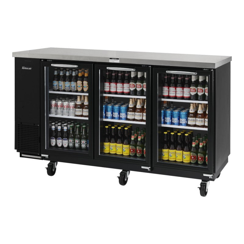 Turbo Air Back Bar Cooler, 2 Section, 73"W, Glass Door
