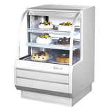 Turbo Air Refrigerated Curved Glass Bakery Case, 36"W, White or Black