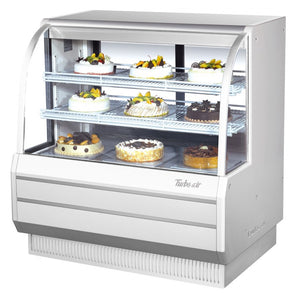 Turbo Air Refrigerated Curved Glass Bakery Case, 48"W, White or Black