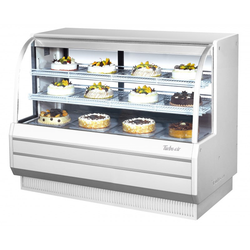 Turbo Air Refrigerated Curved Glass Bakery Case, 60"W, White or Black
