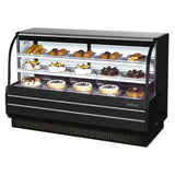 Turbo Air Refrigerated Curved Glass Bakery Case, 72"W, White or Black