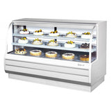 Turbo Air Dry Curved Glass Bakery Case, 72"W, White or Black