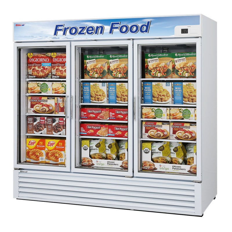 Turbo Air Glass Door Freezer, 3 Section, 3 Door, 81"W