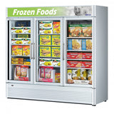 Turbo Air TGF-72SD-N three-door glass freezer shown with white cabinet