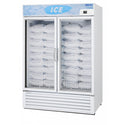 Turbo Air TGIM-49W-N white two-door bagged-ice merchandiser, front-left view