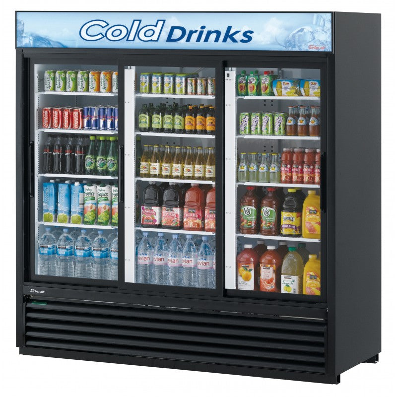 Turbo Air TGM-69RB-N 78″ Three-Door Sliding Glass Merchandiser Refrigerator — Black