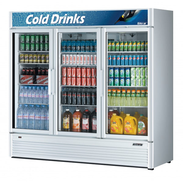 Turbo Air TGM-72SD-N 78″ 3-Door Swing Glass Merchandiser Refrigerator