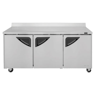 Turbo Air Super Deluxe Worktop Refrigerator, 3 Section, 3 Doors, 72"W